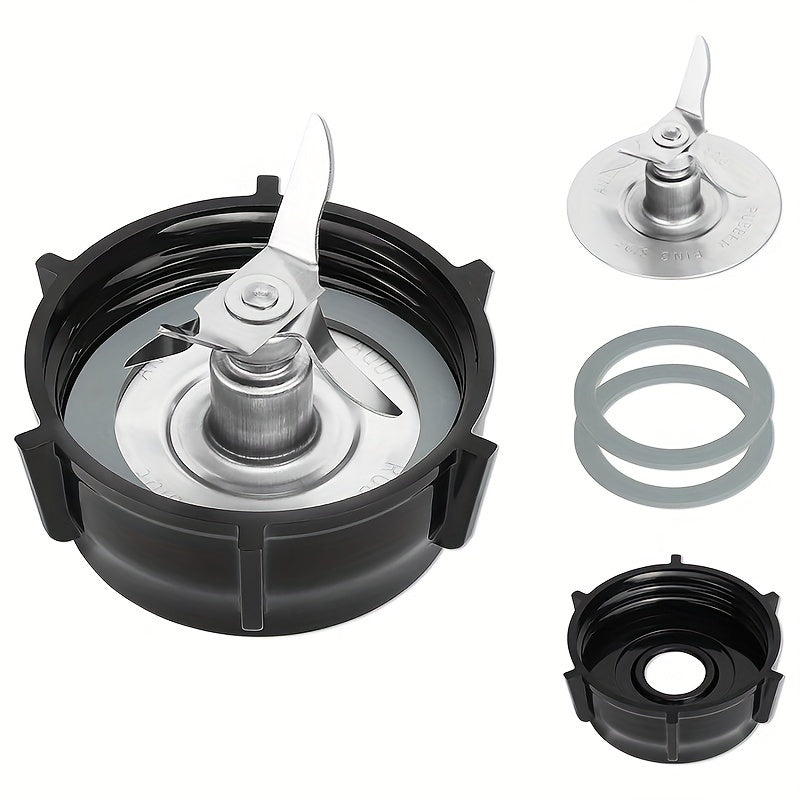 1pc of Oster Blender Replacement Parts including Ice Crusher Blade, Jar Base Cap, and Two Rubber O Ring Sealing Ring Gaskets. Compatible with Oster Osterizer Blenders and other Blender Accessories.