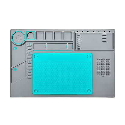 Silicone/PVC Soldering Mat Set with Anti-slip Insulation and Magnetic Heat Resistant Properties for Workbench Maintenance Tools.