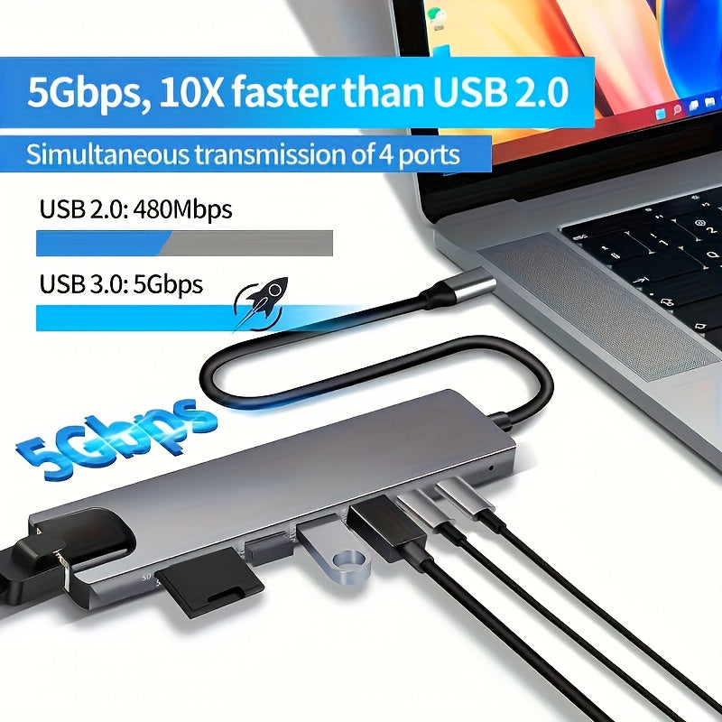 USB-C adapter with multiple functions for MacBook and Windows laptops