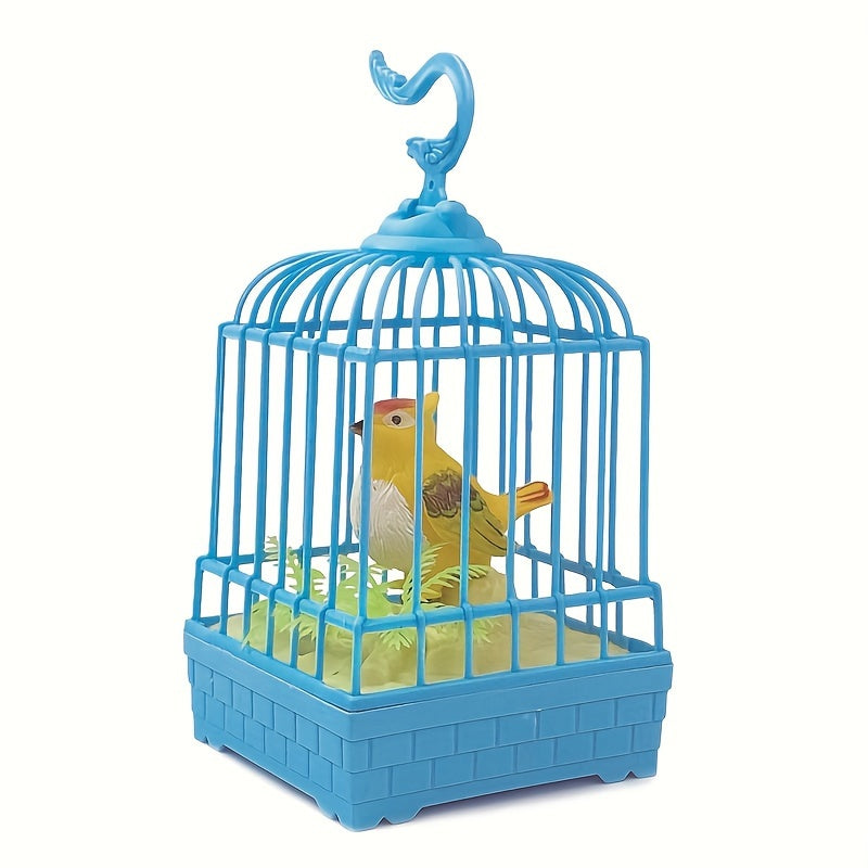 Voice-controlled LED birdcage with sound & light features in pink or blue. Made of durable PP material. Ideal for pet birds.