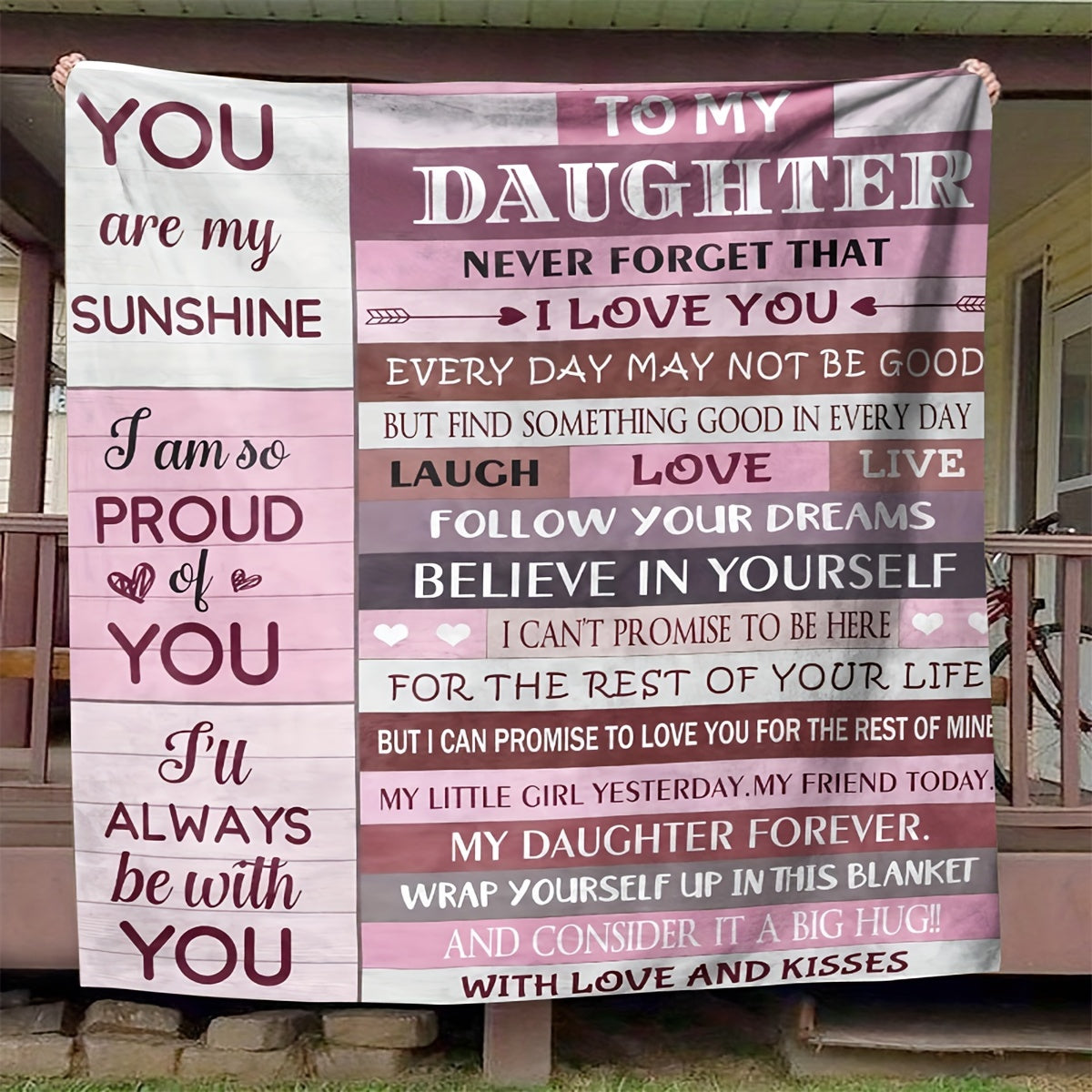 Soft and creative "To My Daughter" flannel blanket, perfect for couch, sofa, office, bed, camping, and travel. This multi-purpose gift blanket is suitable for all seasons.