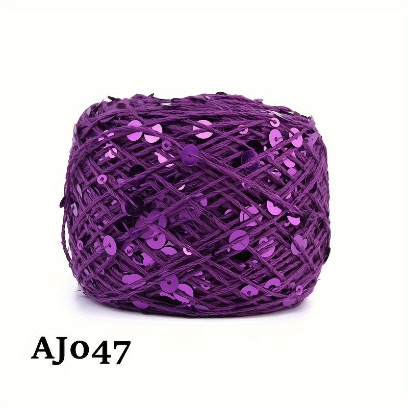 50g of sequin cotton yarn in 3mm and 6mm, perfect for hand sewing and crafts. Available in a variety of vibrant colors for fashion crafting.