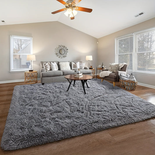 Solid Color Shaggy Area Rug, Hand Washable Floor Mat, Decorative Carpet with Lovely Warm Color Gradient, Perfect for Bedroom or Living Room, Great for Bedside or Leisure Area Use.