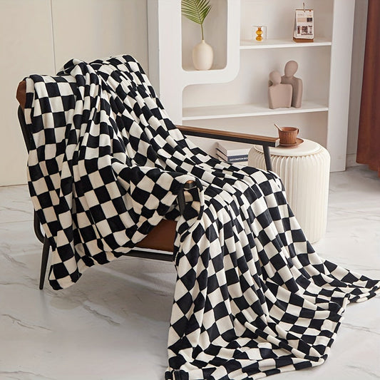 American Thickened Flannel Blanket - Cozy Checkered Blanket for Living Room, Bedroom, or Sofa - All Season Comfort - Soft and Warm