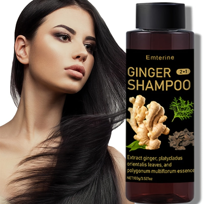 100g EMTERINE Ginger shampoo for normal hair, with herbal formula for cleansing, volumizing, and nourishing scalp. Contains extracts of ginger, platycladus, orientails, polygonum