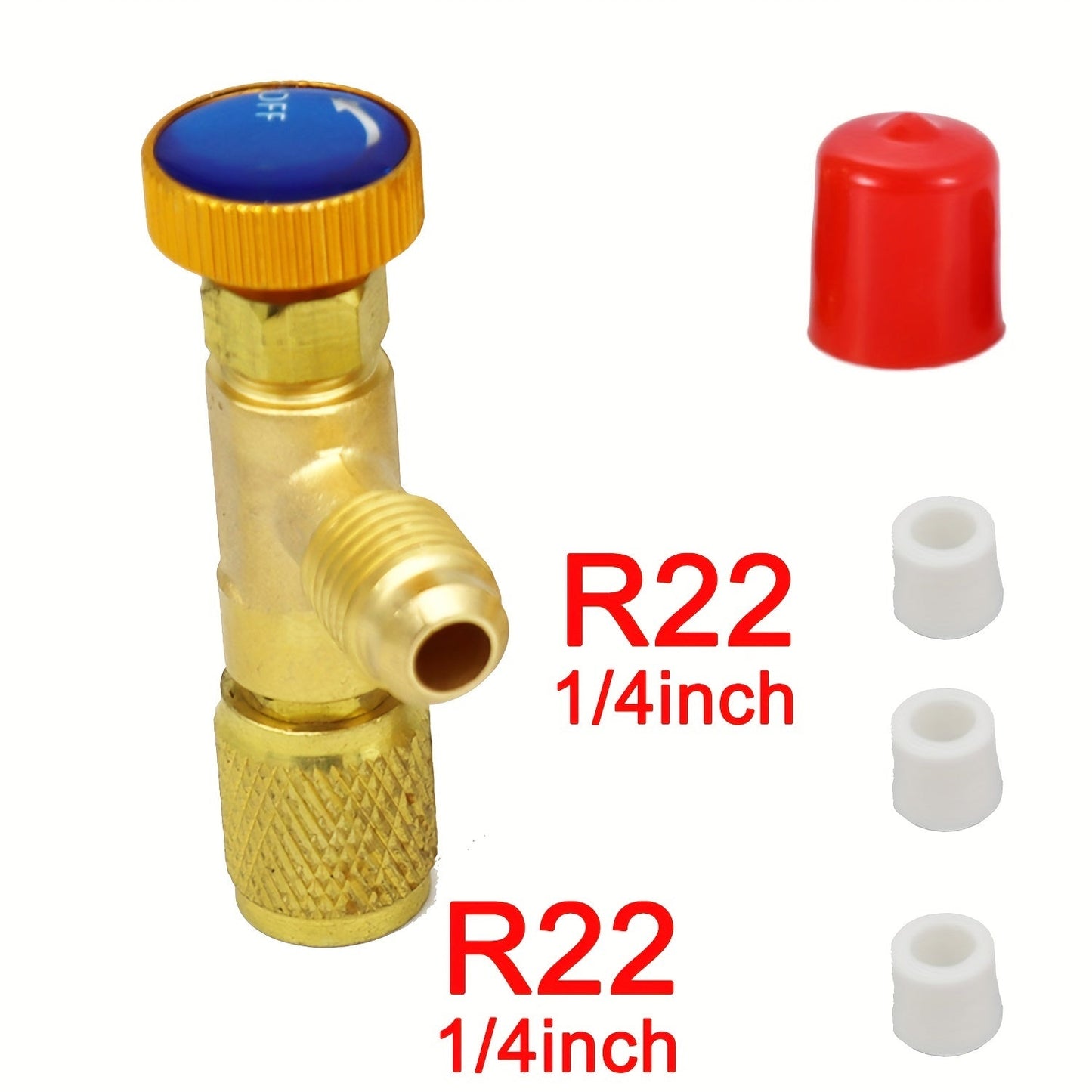 Top-of-the-line Brass R410A & R22 Refrigerant Safety Valve with Adapters - Requires No Power, Perfect for HVAC Systems & Air Purifiers, Equipped with Charging Valve, Made of Copper and Fluorine