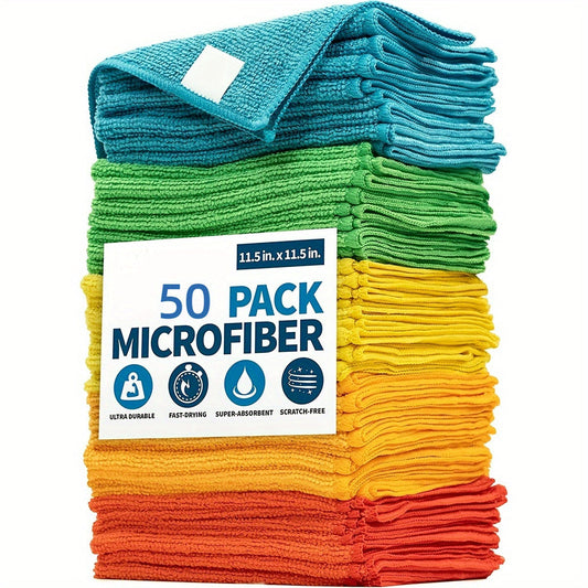 Pack of Microfiber Cleaning Cloths - Made with Woven Polyester, Provides Streak-Free Shine on Multiple Surfaces including Outdoor, Bathroom, Kitchen, and Patio - High Absorbency Towels that make Perfect Christmas Gift or Halloween Gift