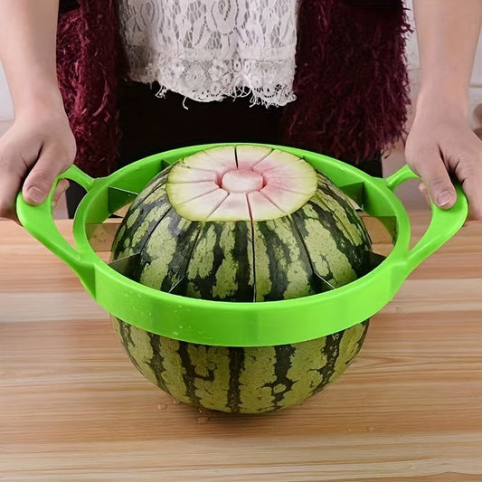 1 piece of Watermelon Slicer made from stainless steel, designed for creative and easy slicing of watermelons. This reusable tool can also be used as a fruit divider and is a must-have kitchen gadget among your kitchen supplies and accessories.