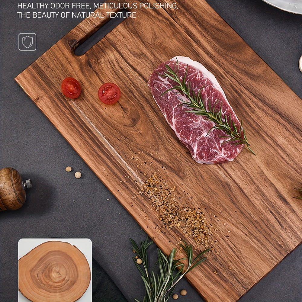 1 piece of versatile wooden chopping board - perfect for cutting cheese, meat, bread, vegetables, and fruits in your home, dormitory, or kitchen. Makes a great gift for family and friends who love cooking and entertaining.