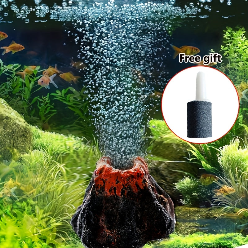 1 AquaBreeze Resin Volcanic Bubble Stone for small aquariums - enhances oxygenation and decor.