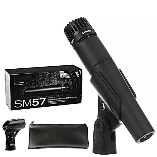 OMNES SM57 Cardioid Dynamic Microphone - Professional Handheld Wired Mic for Stage, Karaoke & Vocal Recording, Black with Accessories. No Battery Required.