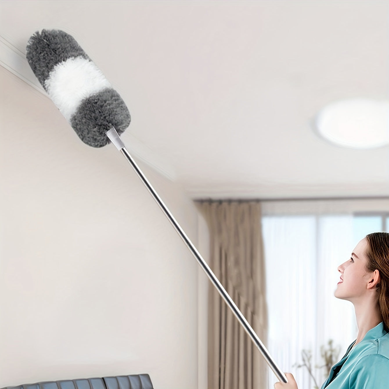 Reach further with our adaptable Microfiber Duster, featuring a flexible head that can be bent to fit tight spaces. This duster is reusable, washable, and perfect for cleaning high ceilings, furniture, and cars. Great for keeping your bedroom, bathroom