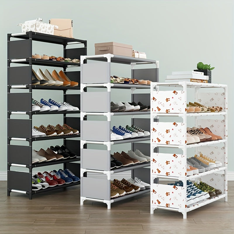 Versatile Non-woven Shoe Rack with Dust-proof Cover, Perfect for Organizing Shoes in Home, Bedroom, Dormitory, or Cabinet. Provides Economical and Simple Storage Solution.