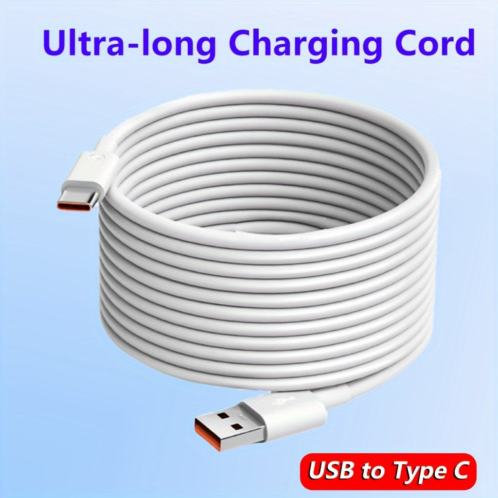 Long USB-C fast charging cable for various Android phones, cameras, printers, and other devices, with power distance charging capability (no data transfer).