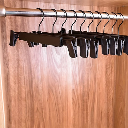 20-Pack Anti-Slip Plastic Pants Hangers with Rotatable Hook for Space Saving Storage