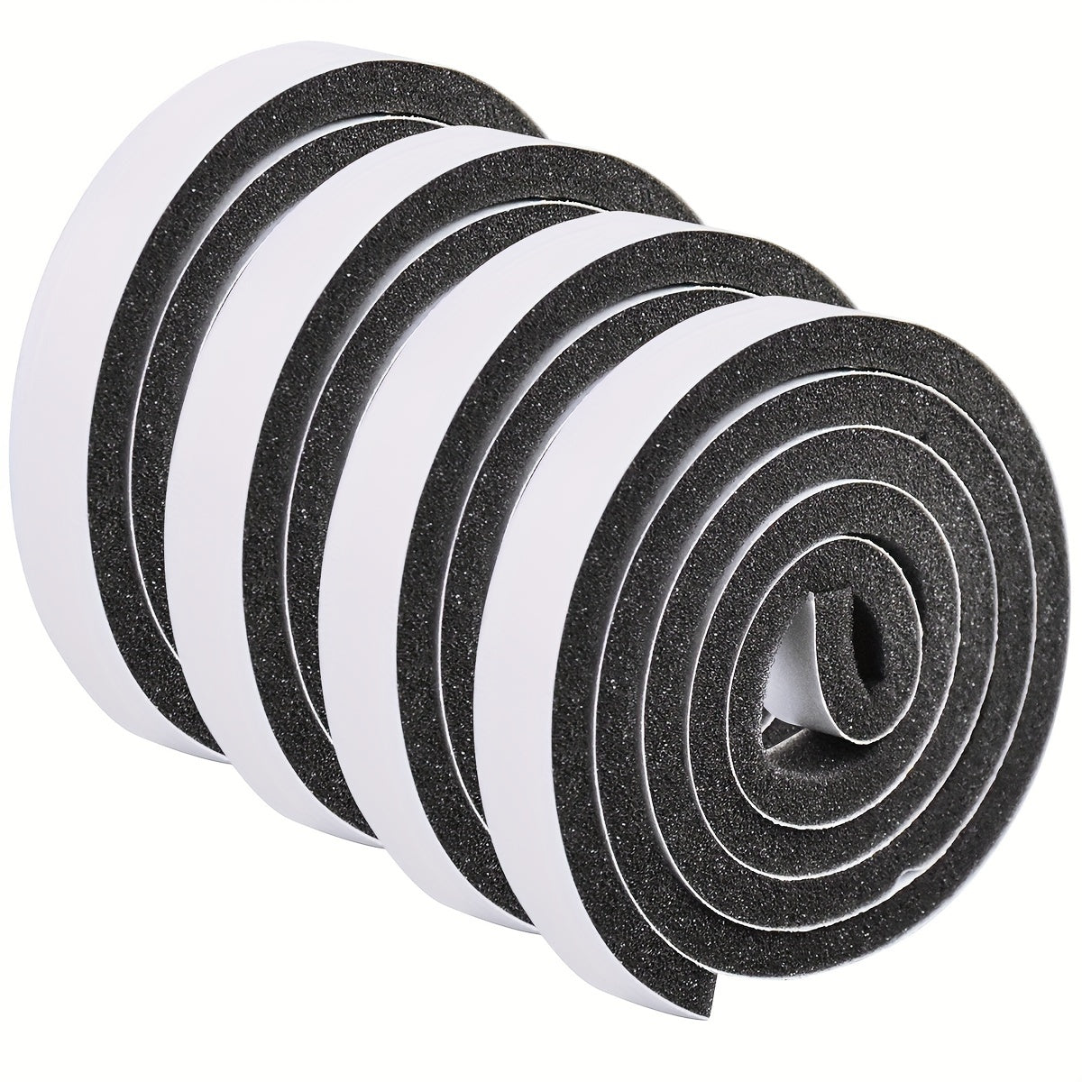 Polyurethane foam weather stripping rolls for doors and windows with soundproofing, windproof aluminum and plastic steel strips, and collision prevention draft stoppers.