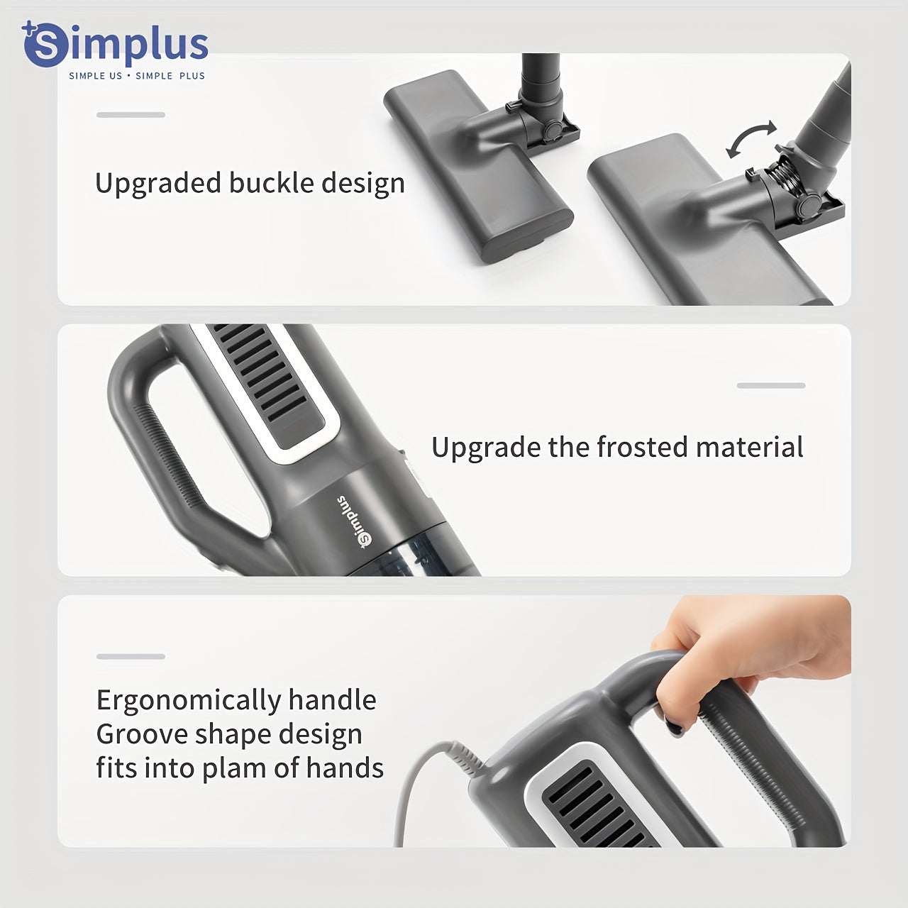 Simplus Vacuum Cleaner offers powerful cleaning with 16000PA suction, 400W power, and a 0.5L dust cup. The nine-piece set includes a dual filtration system and a 4-meter cord for