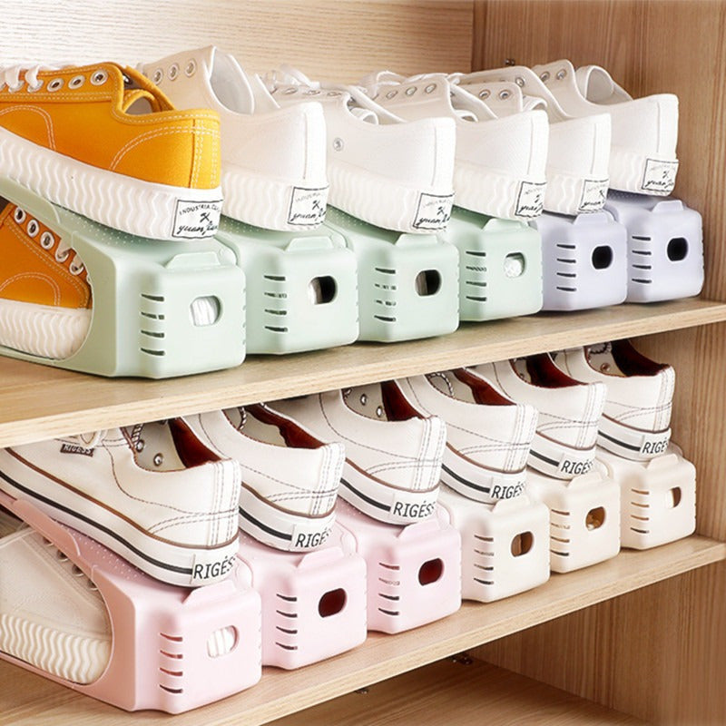 Adjustable Double-Layer Shoe Rack - Efficient Space-Saving Storage Solution for Slippers & Shoes, Ideal for Home and Dormitory Organization