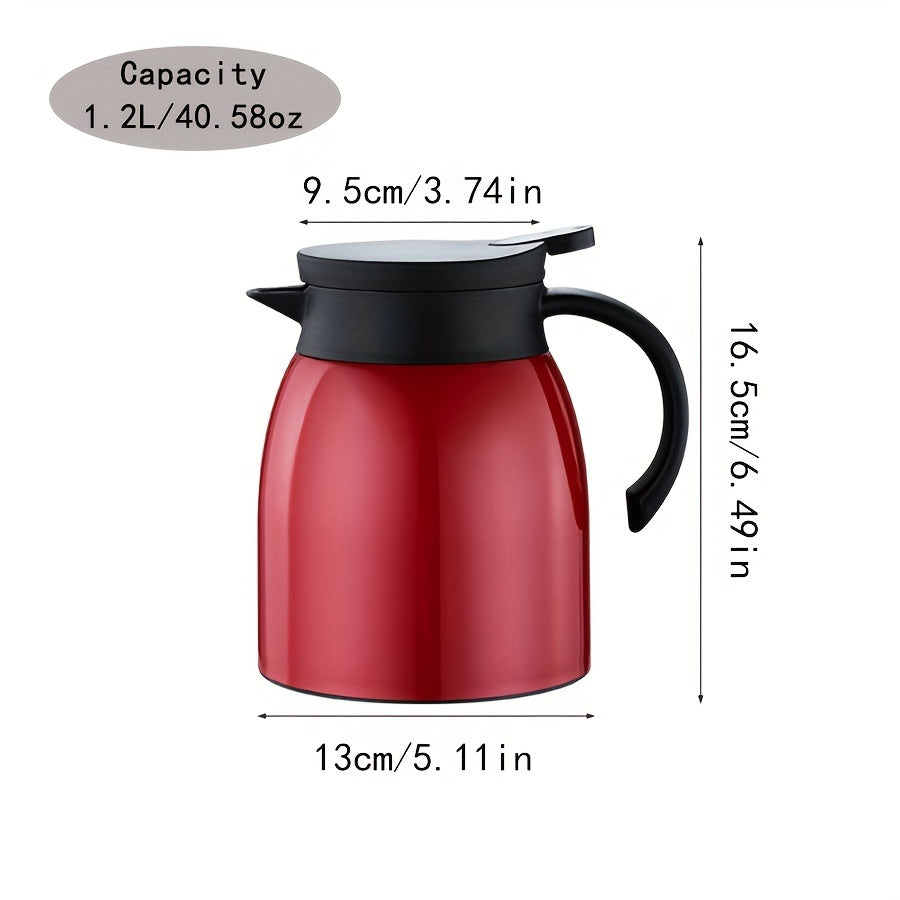 Thermal coffee pot set made of stainless steel includes a filter pot, thermal bottle, coffee cup, tea pot with net, leaky grid tea pot with filter net, thermal pot, cold pot, suitable for use in restaurants, hotels, households, and commercial settings.