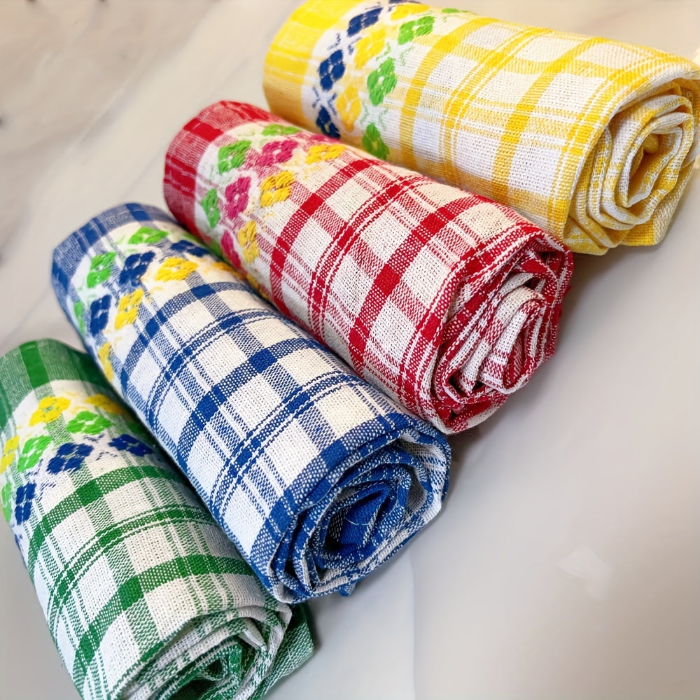 Large Kitchen Dish Towels, Set of 4, Highly Absorbent and Soft Dishcloths in Vibrant Colors, Ideal for Washing and Drying Dishes and General Household Use, Square Tea Towels for Kitchen and Bar.