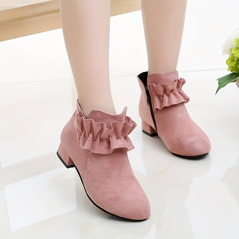 Classy high-heeled boots with zipper provide style and stability for girls on the go, suitable for all seasons and indoor/outdoor travel.