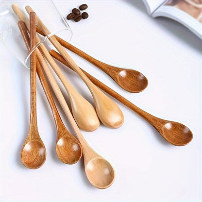 Set of 1 Handcrafted Wooden Coffee Stirring Spoons with Long Handle - Ideal for Mixing and Tea, Perfect Addition to Kitchen Flatware Collection, Made from Natural Wood Material