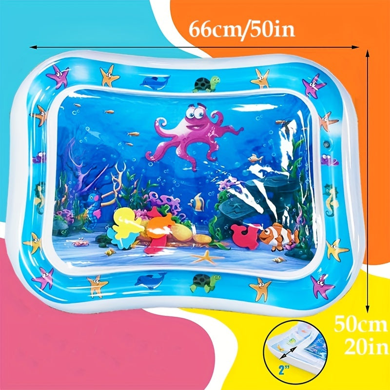 Bestselling Premium Inflatable Tummy Time Water Mat for Babies & Kids in Blue PVC - Perfect Activity Center for Development - Great Gift for Halloween, Christmas, Thanksgiving - Encourages Children's Growth - 1pc