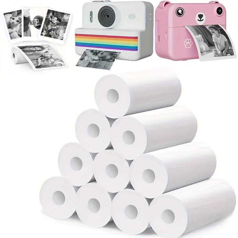 10 rolls of smooth surface 65g thermal printer paper for instant camera photo printing, ink-free and recyclable.