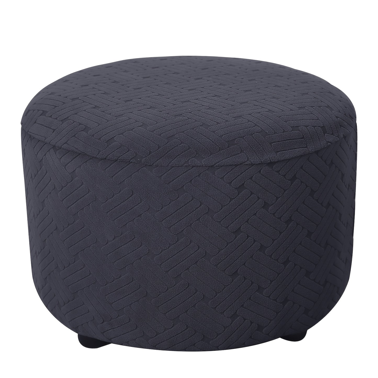 Round Jacquard footrest cover with high elasticity, suitable for foyer, living room, and bedroom. Anti-stain, anti-dust, and resistant to cat scratch and dog claw. Made of 200g plaid fabric, suitable for all seasons.