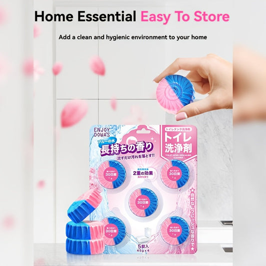 Pack of 5 Floral Scent Toilet Cleaner Tablets for Deodorizing, Stain Removal, and Long-Lasting Freshness in Your Bathroom