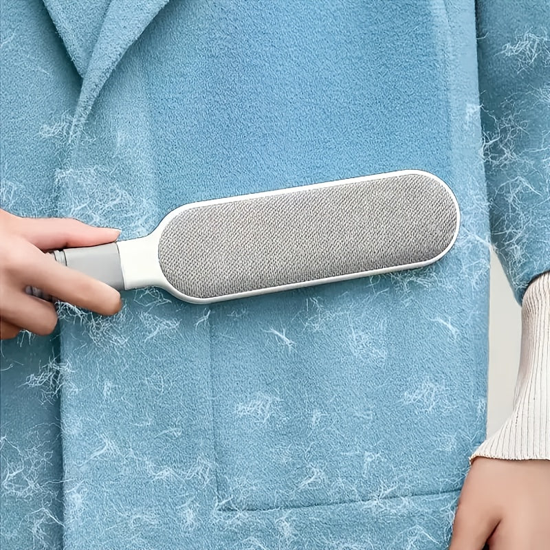 The Reusable Static Dust Brush is a non-electric tool designed for removing pet hair and fibers from clothes. It features an easy-grip plastic handle and automatic lint remover technology, making it perfect for cat hair, clothes, sofas, furniture