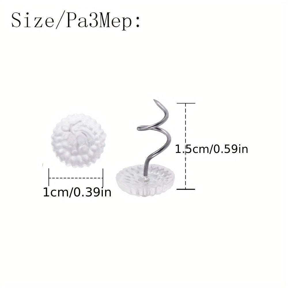 Spiral Fasteners for Bed Skirt - Transparent - Dimensions: 1.5cm x 1cm - Ideal for Securing Bed Skirts.