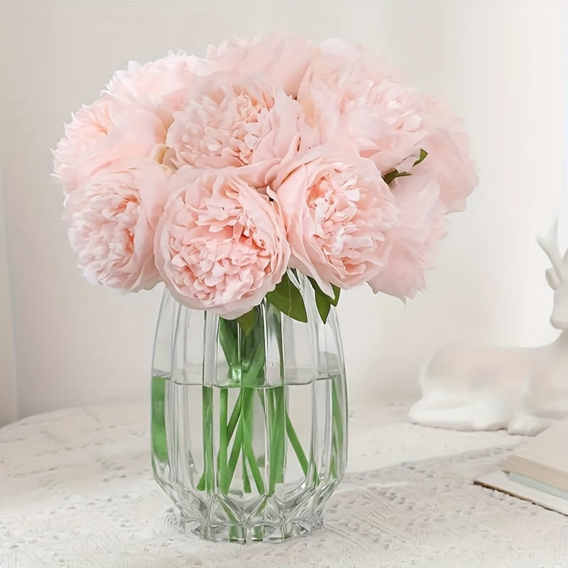 5 artificial white peonies with wire stems, 32cm in length, for various occasions like weddings, home decor, and holidays. Perfect for Valentine's Day, Mother's Day, and National Nurses Day.