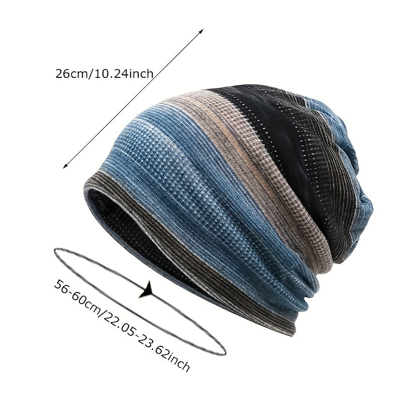 Bir parcha Unisex 2-in-1 Chiziqli Slouchy Beanie va Sharf