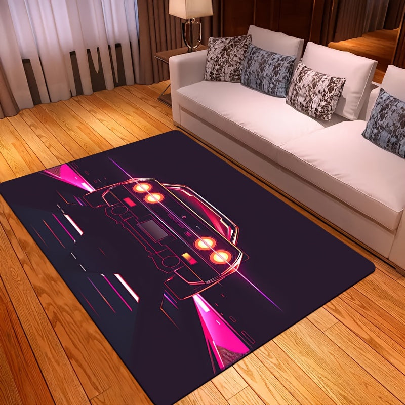 Stylish Sports Car Design Doormat, Made with 8mm Thick Soft Polyester Material, Easy to Clean in the Washing Machine, Rectangular Indoor Rug Perfect for Living Room, Bedroom, Kitchen, Entryway - Features Non-Slip Backing for Safety and a Decorative Touch