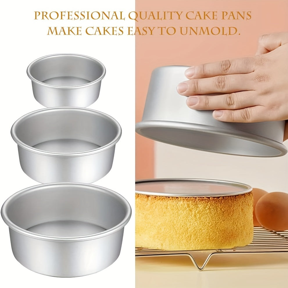 Removable Bottom Round Cake Pans Set - 10.16, 15.24, 20.32 cm Sizes
These easy-release hard anodized aluminum baking molds are perfect for daily use or special occasions such as birthdays, weddings, parties, and more. Also suitable for muffins and