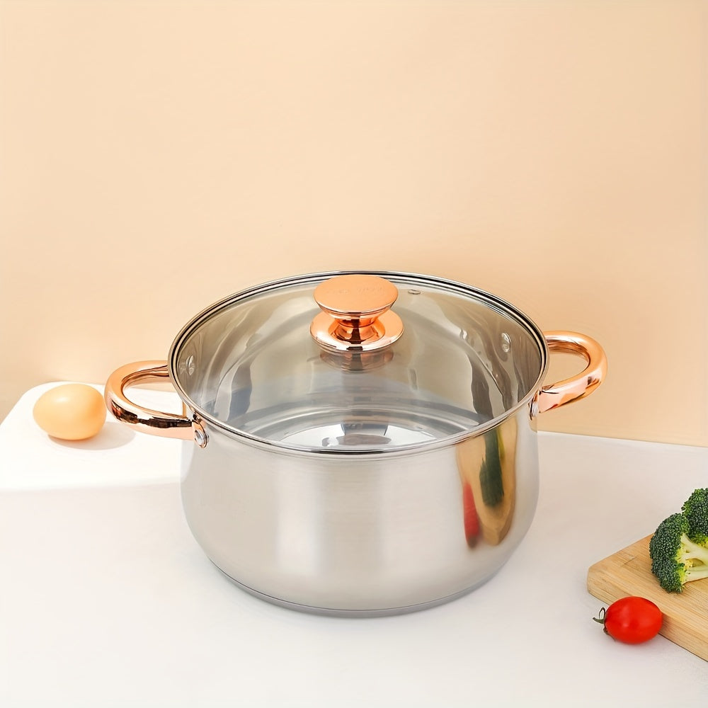 Kaisa Villa 5-Layer Composite Bottom Thick Stainless Steel Soup Pot with Double Handle - Perfect for Cooking Soup, Milk, Noodles, Desserts, and Sauces - Non-Stick Finish and Induction Compatible