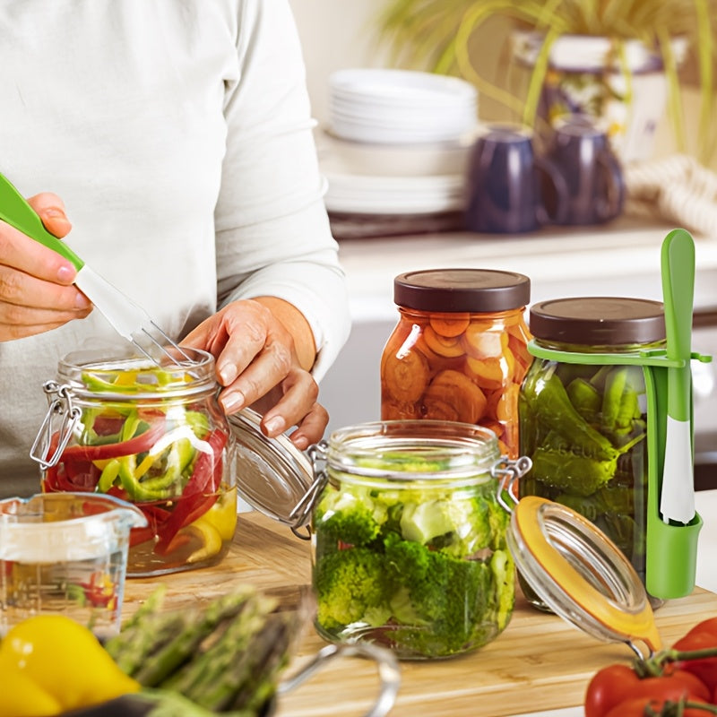 Set of 5 plastic pickle forks for sour cucumbers, olives, and jars - perfect gift for pickle lovers.