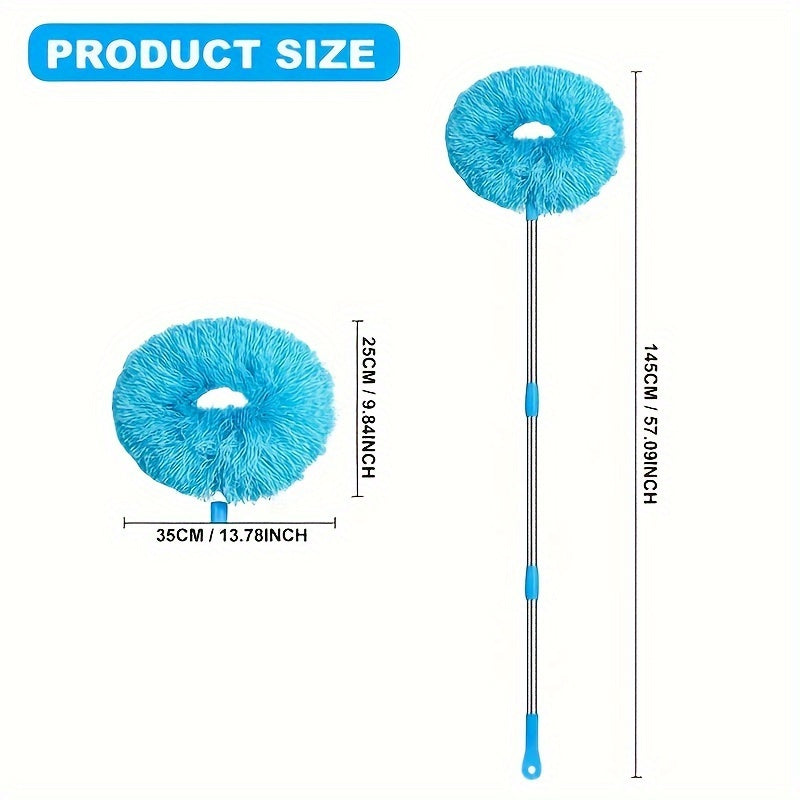 Долговечная пластиковая ручка телескопической щетки для пыли с мягкими и густыми волокнами - идеально подходит для чистки потолочных вентиляторов, высоких потолков, мебели и автомобилей - идеально для эффективной уборки дома.