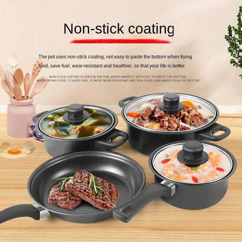 13-piece Non-stick Pan Set includes Saucepan, Frying Pan, and Multi-purpose Kitchen Pans in a Neutral Colored Box. Perfect for Frying, Boiling, and Stewing.