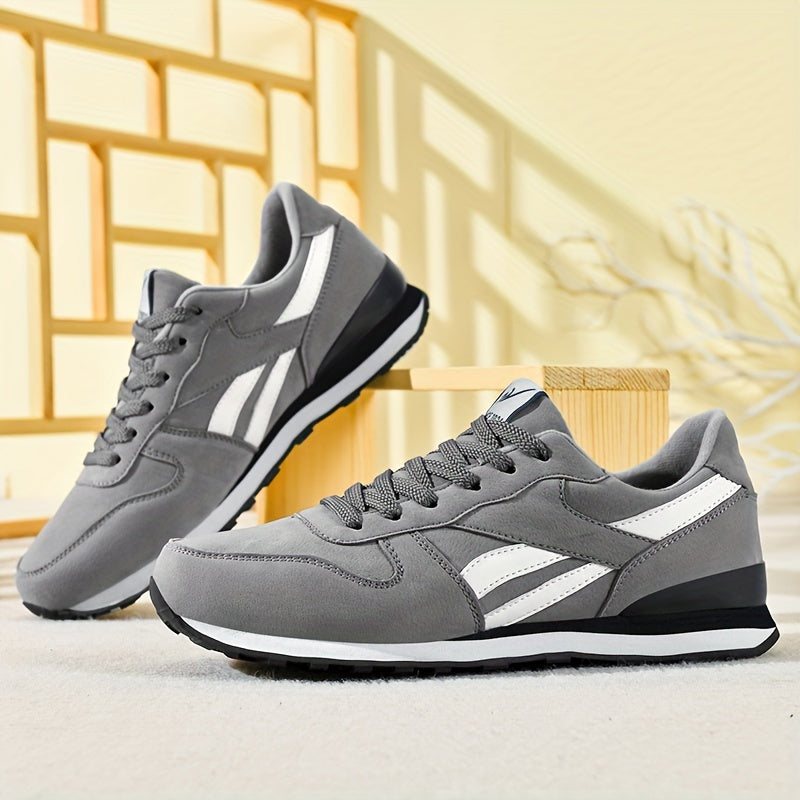 Men's low top sneakers with non-slip soles for outdoor activities like jogging and workouts, suitable for all seasons.