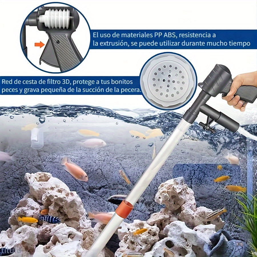 Multi-functional aquarium water changer tool set for easy maintenance and cleaning.