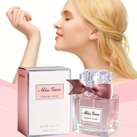 50ml Charming Pink Floral Eau De Toilette for Women: Alcohol-Free, Paraben-Free, Long-Lasting Fresh Scent