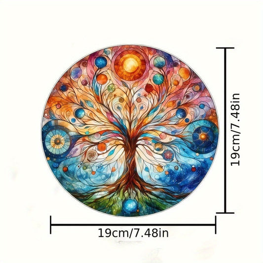 Add a pop of color to your home with this Tree of Life Colorful Acrylic Suncatcher! Perfect for spring decor, wreath centerpieces, or as a creative gift idea. Can be used on doors or walls to brighten up any space.