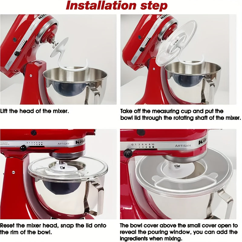 Two Transparent Bowl Covers with Sliding Pads are included in this set, ideal for easy movement and preventing scratching of surfaces. Specifically designed for Kitchenaid 5.5-6 Quart Tilt-Head Stand Mixer Stainless Steel Bowls, these covers feature a