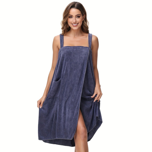 Large, absorbent bathrobe made of comfortable fabric, perfect for wearing after a bath.