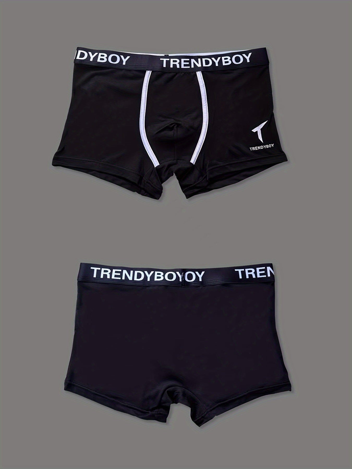 3 TRENDYBOY Men's Boxer Briefs: Soft & breathable polyester blend with comfort fit, elastic waistband, and sleek geometric pattern design for home & sports wear.