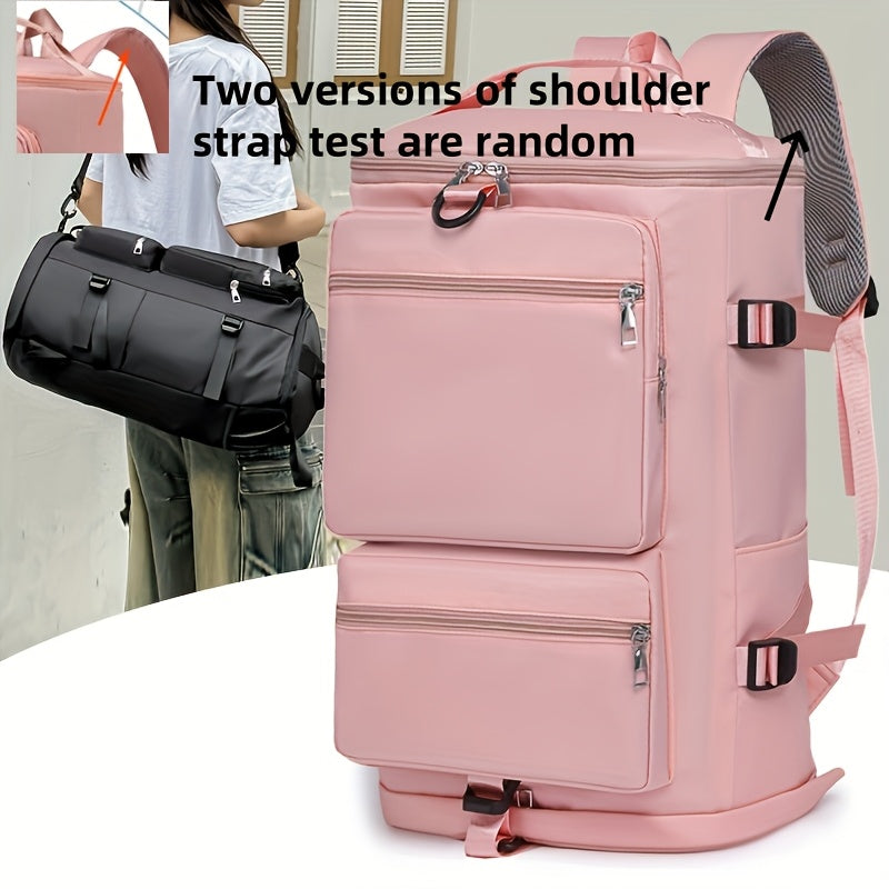 Travel backpack with removable shoulder straps - perfect for fitness, swimming, waterproof, durable, stylish in pink.