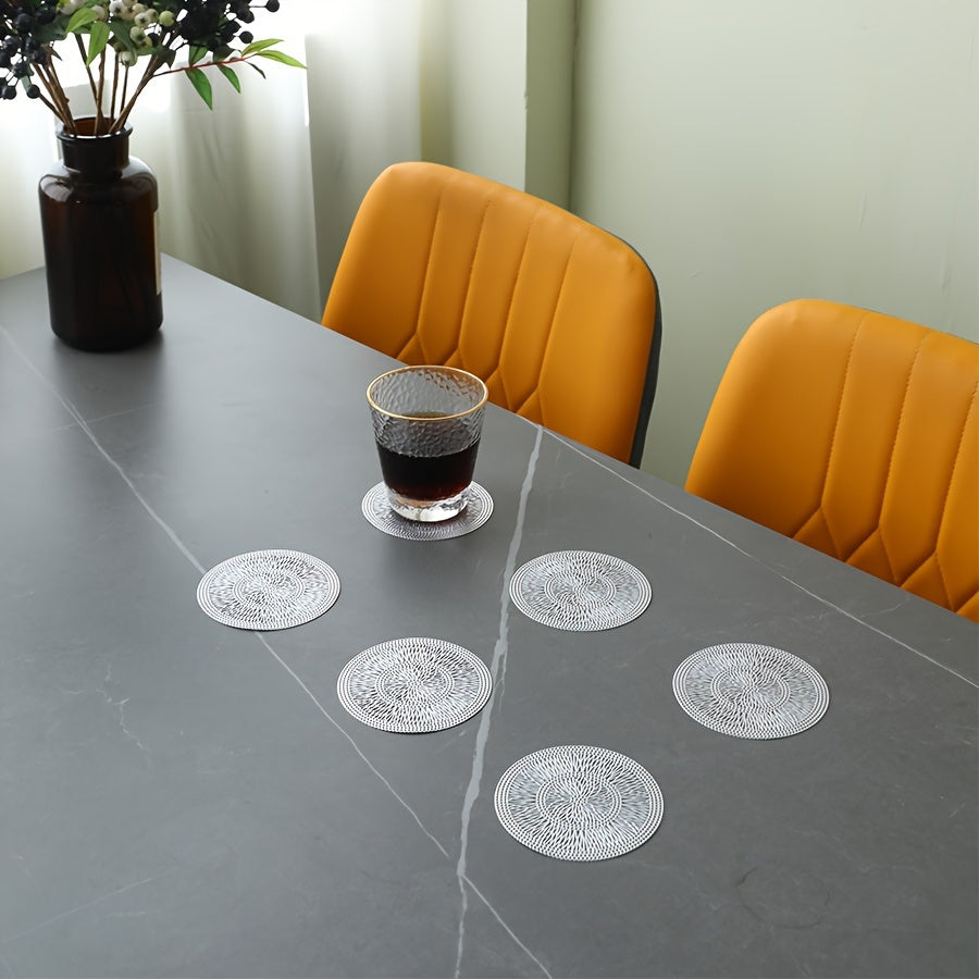 6 heat-resistant PVC coasters for Golden Series tables with anti-slip feature.