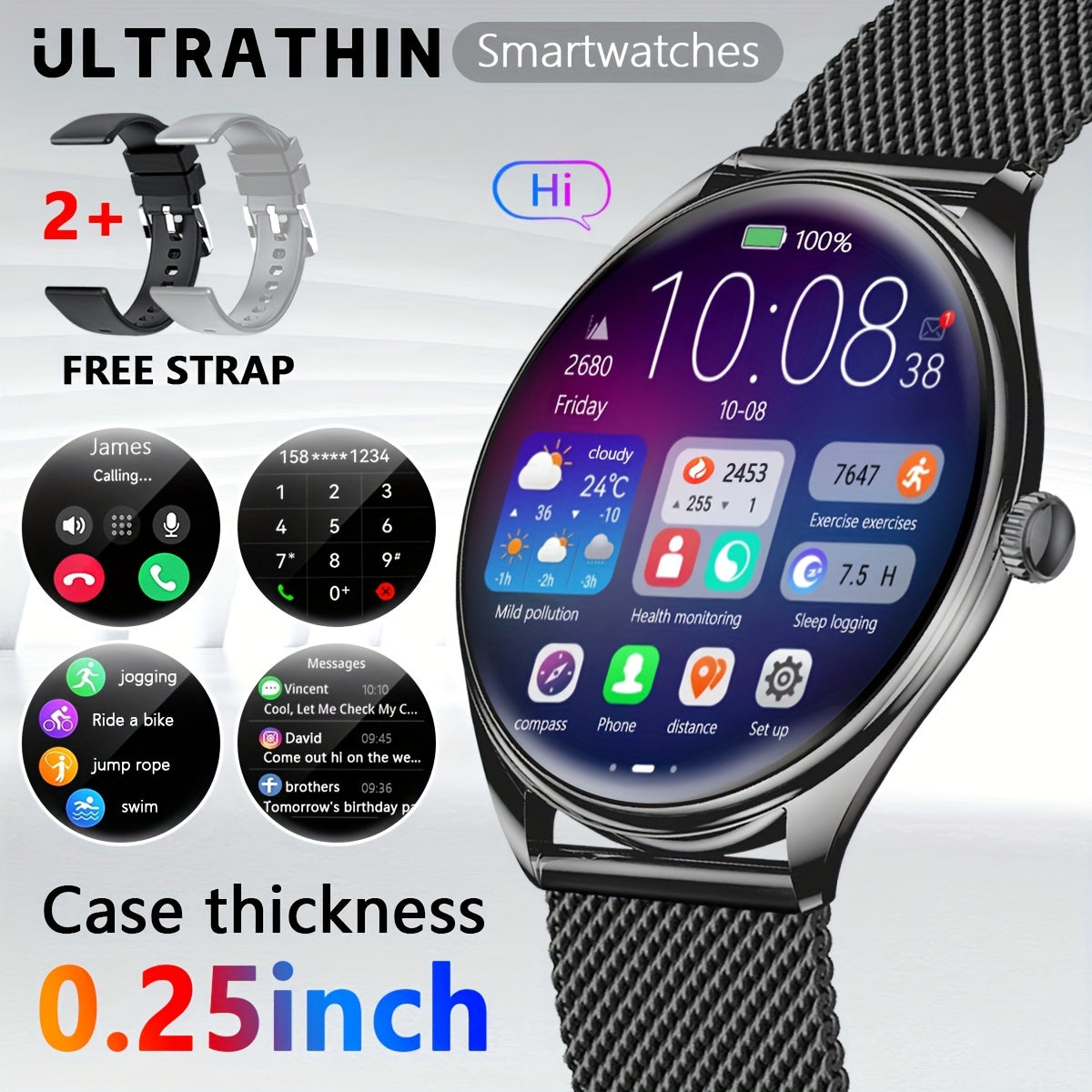 Cutting-edge Smart Watch With Robust Voice Control for Both Women and Men, Extended Battery Life, Hands-free Calling, Extensive Sports Tracking, Crisp 1.43-inch AMOLED Display, Convenient USB Charging, Bluetooth 5.0 Connectivity Ideal for Work and Play